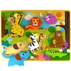 Деревянный пазл, африканские животные, Tooky Toy цена и информация | Развивающие игрушки | pigu.lt