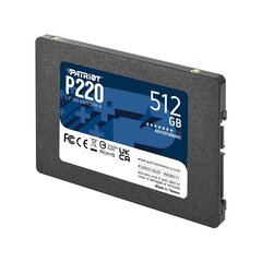 Patriot P220, 512GB (P220S512G25) kaina ir informacija | Vidiniai kietieji diskai (HDD, SSD, Hybrid) | pigu.lt