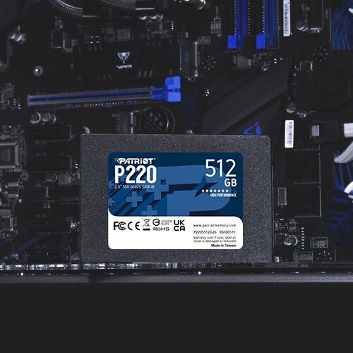 Patriot P220, 512GB (P220S512G25) kaina ir informacija | Vidiniai kietieji diskai (HDD, SSD, Hybrid) | pigu.lt