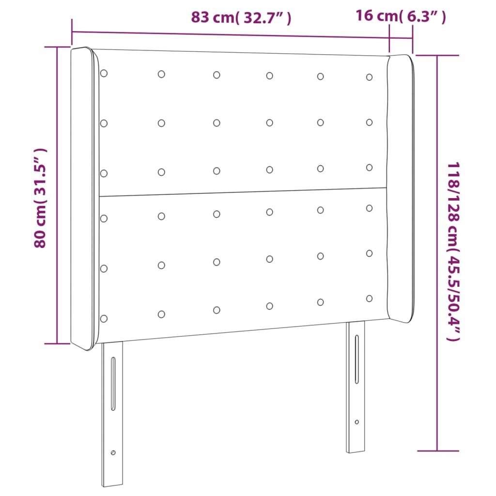 Galvūgalis su auselėmis, rožinis, 83x16x118/128cm, aksomas kaina ir informacija | Lovos | pigu.lt