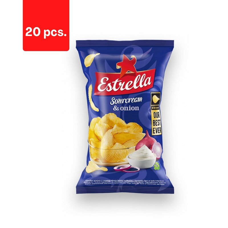 Grietinės ir svogūnų skonio traškučiai Estrella, 130 g x 20 vnt. kaina ir informacija | Užkandžiai, traškučiai | pigu.lt