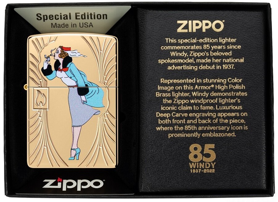 Žiebtuvėlis Zippo 48413 Windy 85th Anniversary Collectible Armor® kaina ir informacija | Žiebtuvėliai ir priedai | pigu.lt