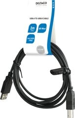 Deltaco LSZH, USB-A/USB-B, 2 m kaina ir informacija | Kabeliai ir laidai | pigu.lt
