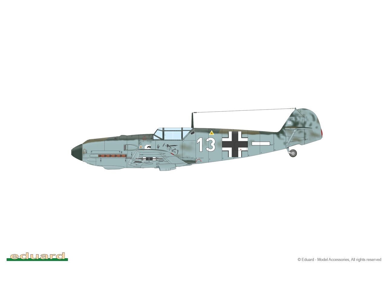 Konstruktorius Eduard, Bf 109E-3 7032, 1/72 kaina ir informacija | Konstruktoriai ir kaladėlės | pigu.lt