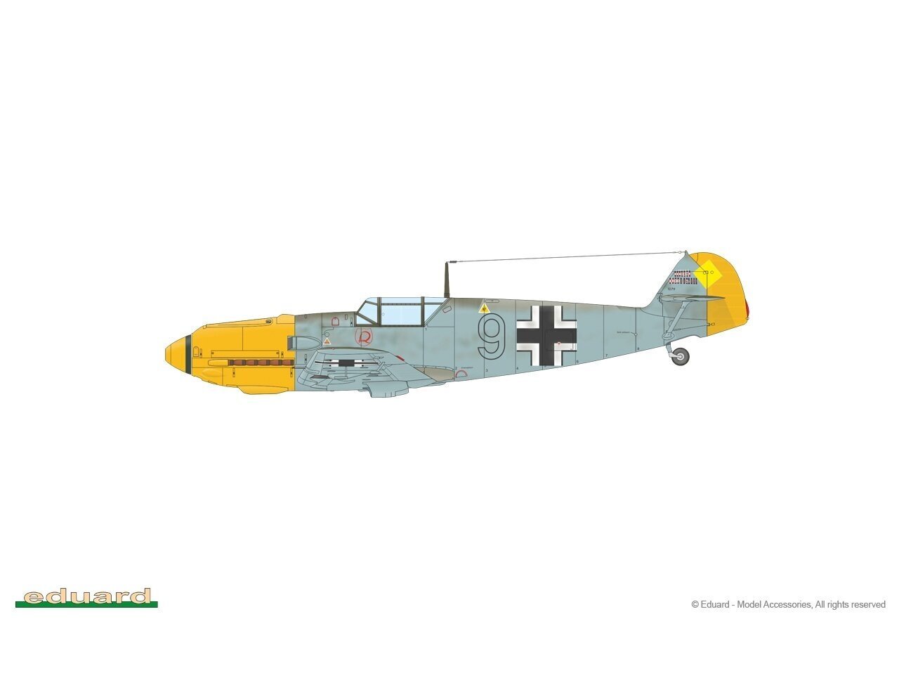 Konstruktorius Eduard, Bf 109E-3 7032, 1/72 kaina ir informacija | Konstruktoriai ir kaladėlės | pigu.lt