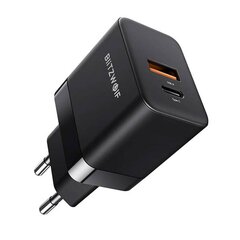 Wall charger Blitzwolf BW-S21 GaN 35W, USB + USB-C (black) цена и информация | Зарядные устройства для телефонов | pigu.lt