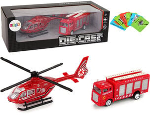 Žaislinis gaisrinės sraigtasparnio ir automobilio rinkinys, raudonas kaina ir informacija | Lavinamieji žaislai | pigu.lt