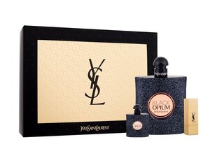 Набор Yves Saint Laurent Black Opium для женщин: EDP, 90 мл + EDP, 7,5 мл+ мини-губная помада, 1,3 г цена и информация | Женские духи | pigu.lt