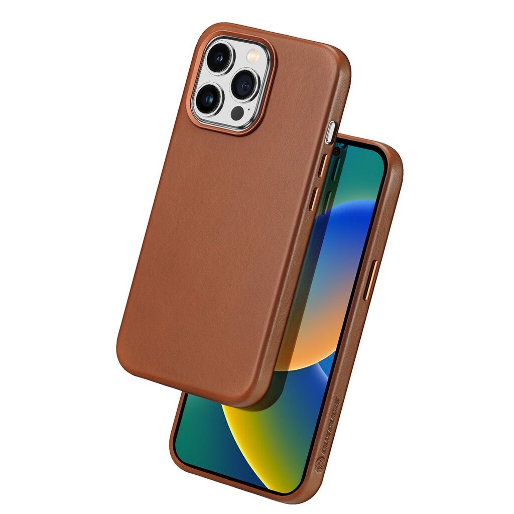 Dux Ducis Naples iPhone 14 Pro Max magnetic leather MagSafe brown kaina ir informacija | Telefono dėklai | pigu.lt