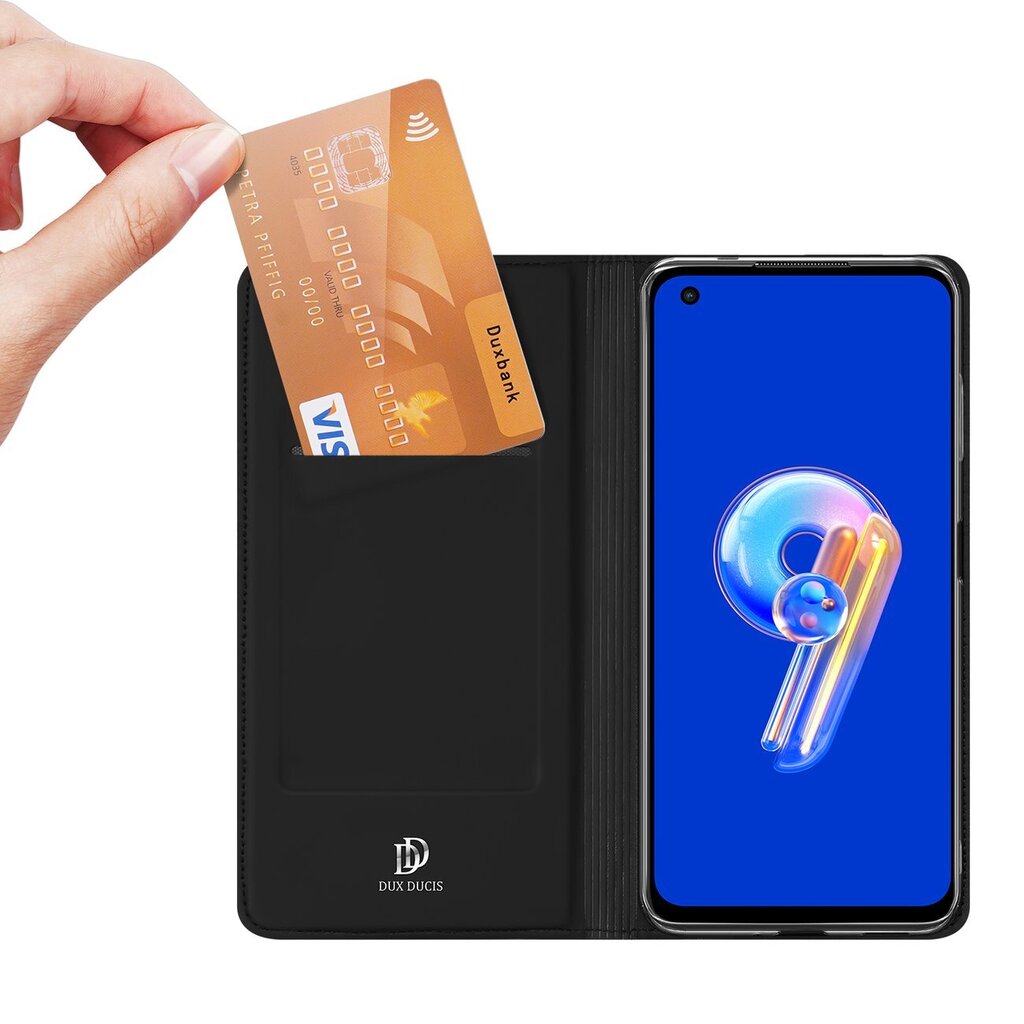 Dux Ducis Skin Pro Asus Zenfone 9 flip card wallet stand Black kaina ir informacija | Telefono dėklai | pigu.lt