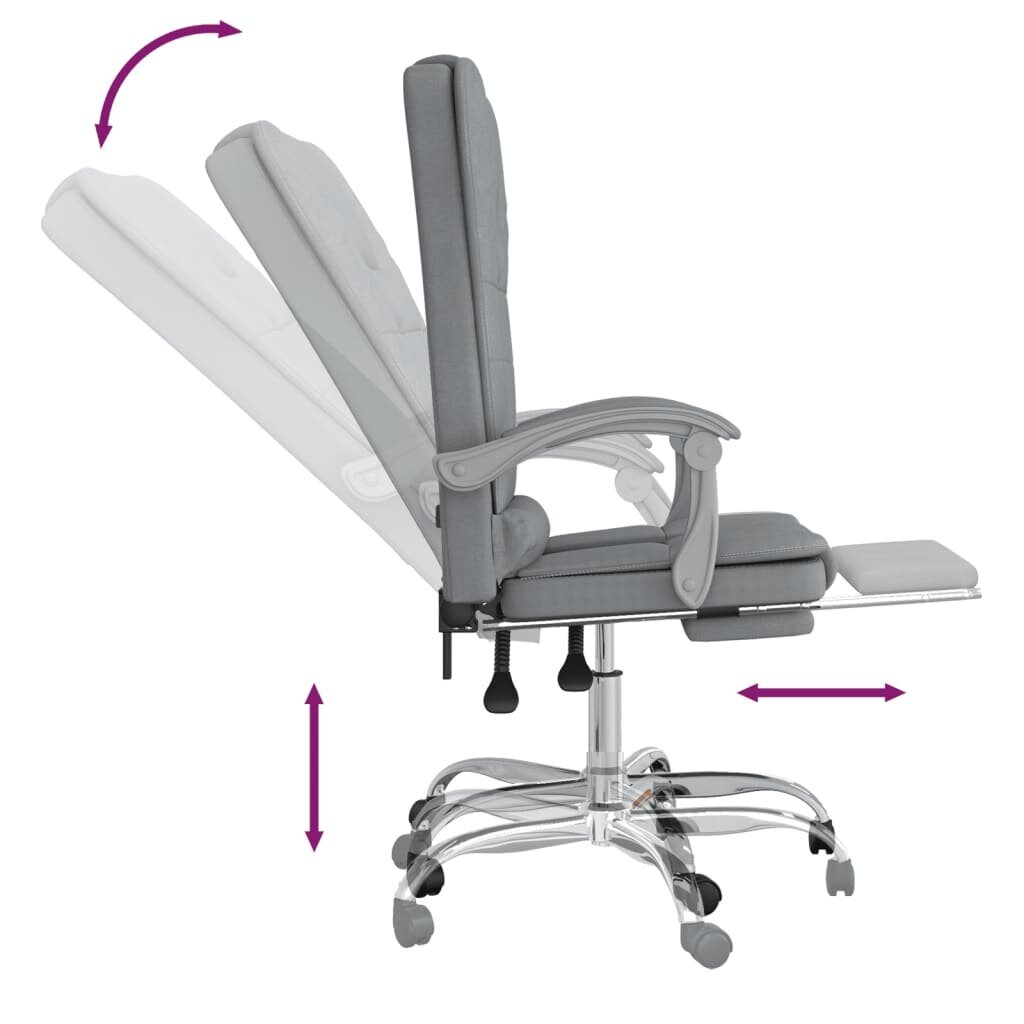 Atlošiama masažinė biuro kėdė, Audinys, šviesiai pilka kaina ir informacija | Biuro kėdės | pigu.lt