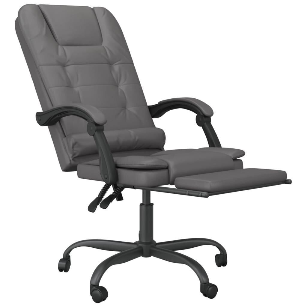 Atlošiama masažinė biuro kėdė, Dirbtinė oda, pilka kaina ir informacija | Biuro kėdės | pigu.lt