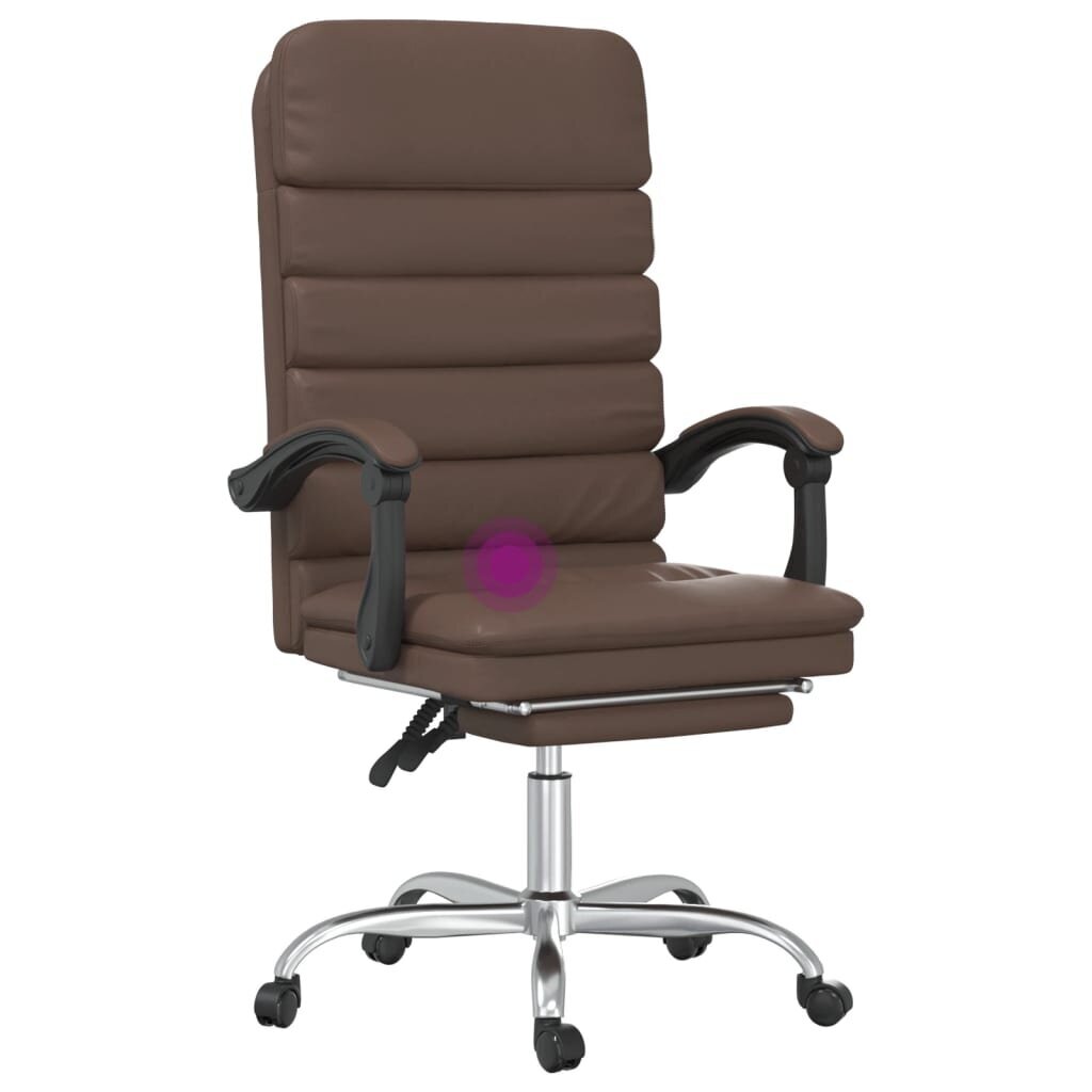Atlošiama masažinė biuro kėdė, Dirbtinė oda, ruda цена и информация | Biuro kėdės | pigu.lt