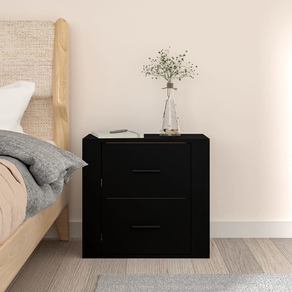 Sieninė naktinė spintelė, Apdirbta mediena, 50x36x47cm, juoda kaina ir informacija | Spintelės prie lovos | pigu.lt