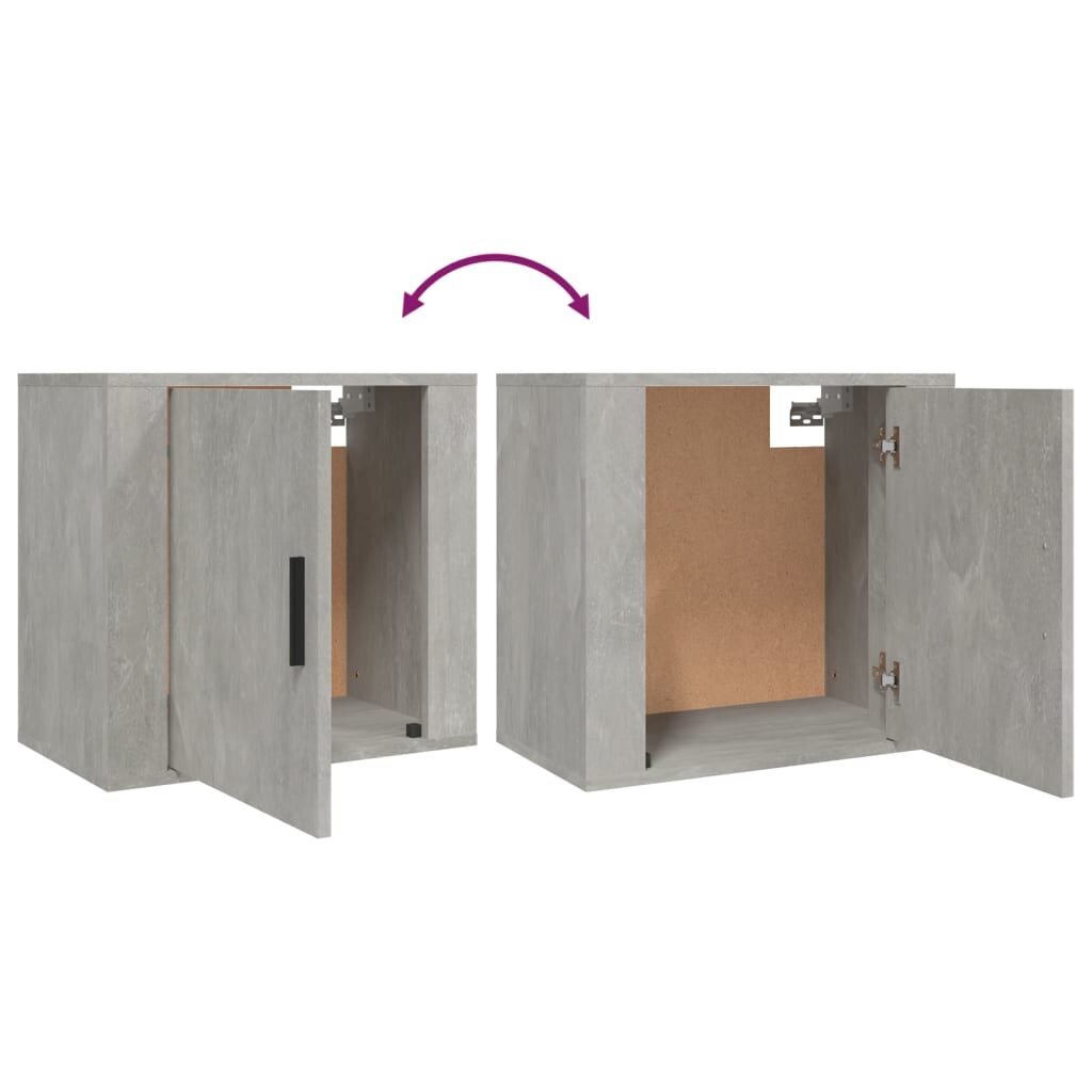 Sieninė naktinė spintelė, Apdirbta mediena, 50x30x47cm, betono pilka kaina ir informacija | Spintelės prie lovos | pigu.lt