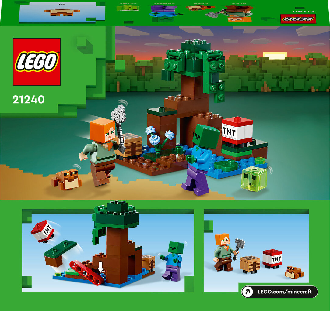 21240 LEGO® Minecraft Nuotykis pelkėje kaina ir informacija | Konstruktoriai ir kaladėlės | pigu.lt