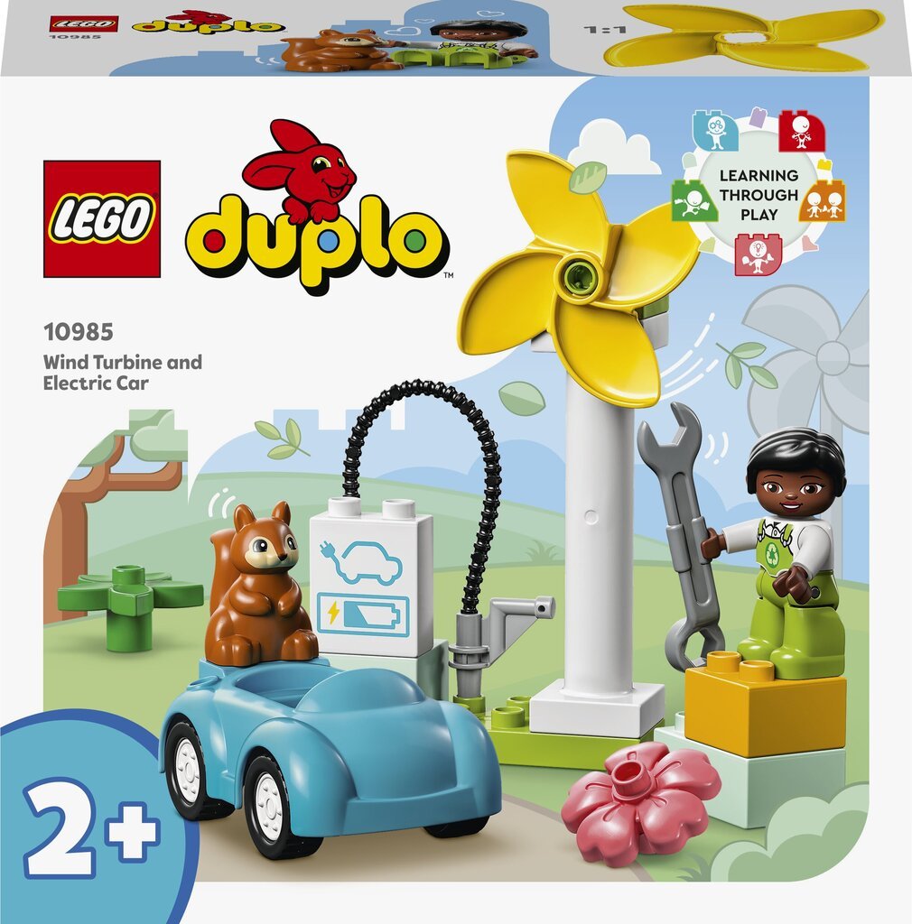 10985 LEGO® DUPLO Town Vėjo turbina ir elektromobilis цена и информация | Konstruktoriai ir kaladėlės | pigu.lt