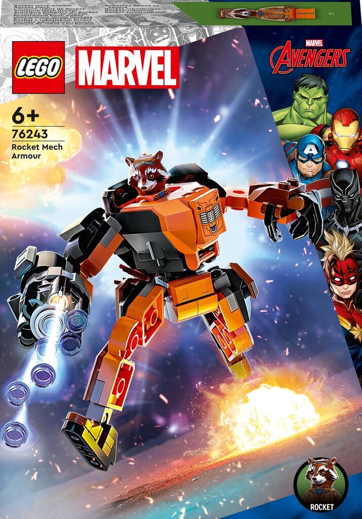 76243 LEGO® Marvel Rocket šarvai-robotas kaina ir informacija | Konstruktoriai ir kaladėlės | pigu.lt