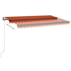 Markizė su LED/vėjo jutikliu vidaXL, 450x350cm, oranžinė/ruda цена и информация | Зонты, маркизы, стойки | pigu.lt