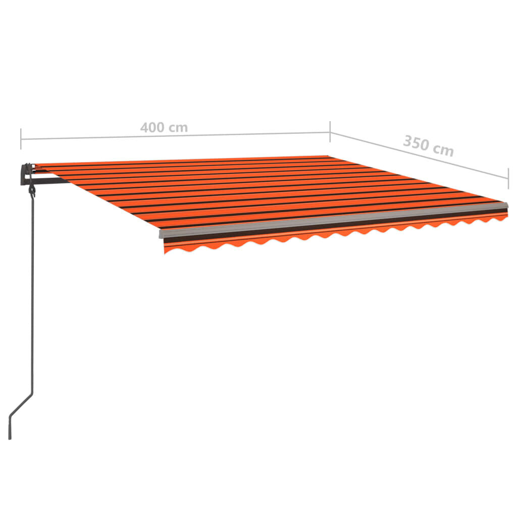 Automatinė markizė su LED/vėjo jutikliu vidaXL, 4 x 3,5 m, oranžinė/ruda kaina ir informacija | Skėčiai, markizės, stovai | pigu.lt