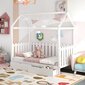 Vaikiška lova namelis SofiHouse R57, 180x90 cm, balta 2 stalčiai цена и информация | Vaikiškos lovos | pigu.lt