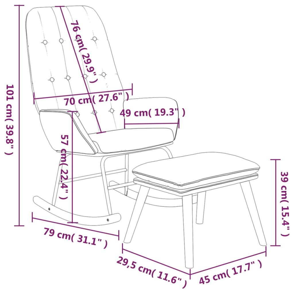 Supama kėdė su pakoja vidaXL, pilka kaina ir informacija | Svetainės foteliai | pigu.lt