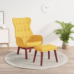 Poilsio kėdė su pakoja, Audinys, garstyčių geltona spalva kaina ir informacija | Svetainės foteliai | pigu.lt