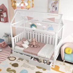 Vaikiška lova namelis SofiHouse R57, 200x90 cm, balta 2 stalčiai цена и информация | Детские кровати | pigu.lt