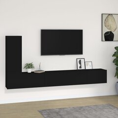 Televizoriaus spintelių komplektas, 3 dalių, juodas kaina ir informacija | TV staliukai | pigu.lt