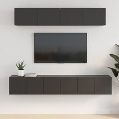 vidaXL Televizoriaus spintelių komplektas, 5 dalių, juodas, mediena Juoda kaina ir informacija | TV staliukai | pigu.lt