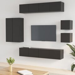 vidaXL Televizoriaus spintelių komplektas, 8 dalių, juodas, mediena kaina ir informacija | TV staliukai | pigu.lt