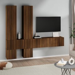 Sieninė televizoriaus spintelė, ruda ąžuolo kaina ir informacija | TV staliukai | pigu.lt