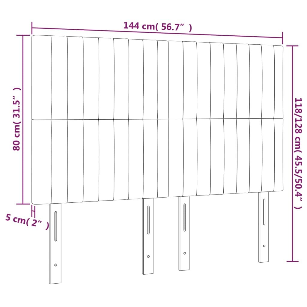 vidaXL Galvūgaliai, 4vnt., tamsiai pilki, 72x5x78/88cm, aksomas kaina ir informacija | Lovos | pigu.lt