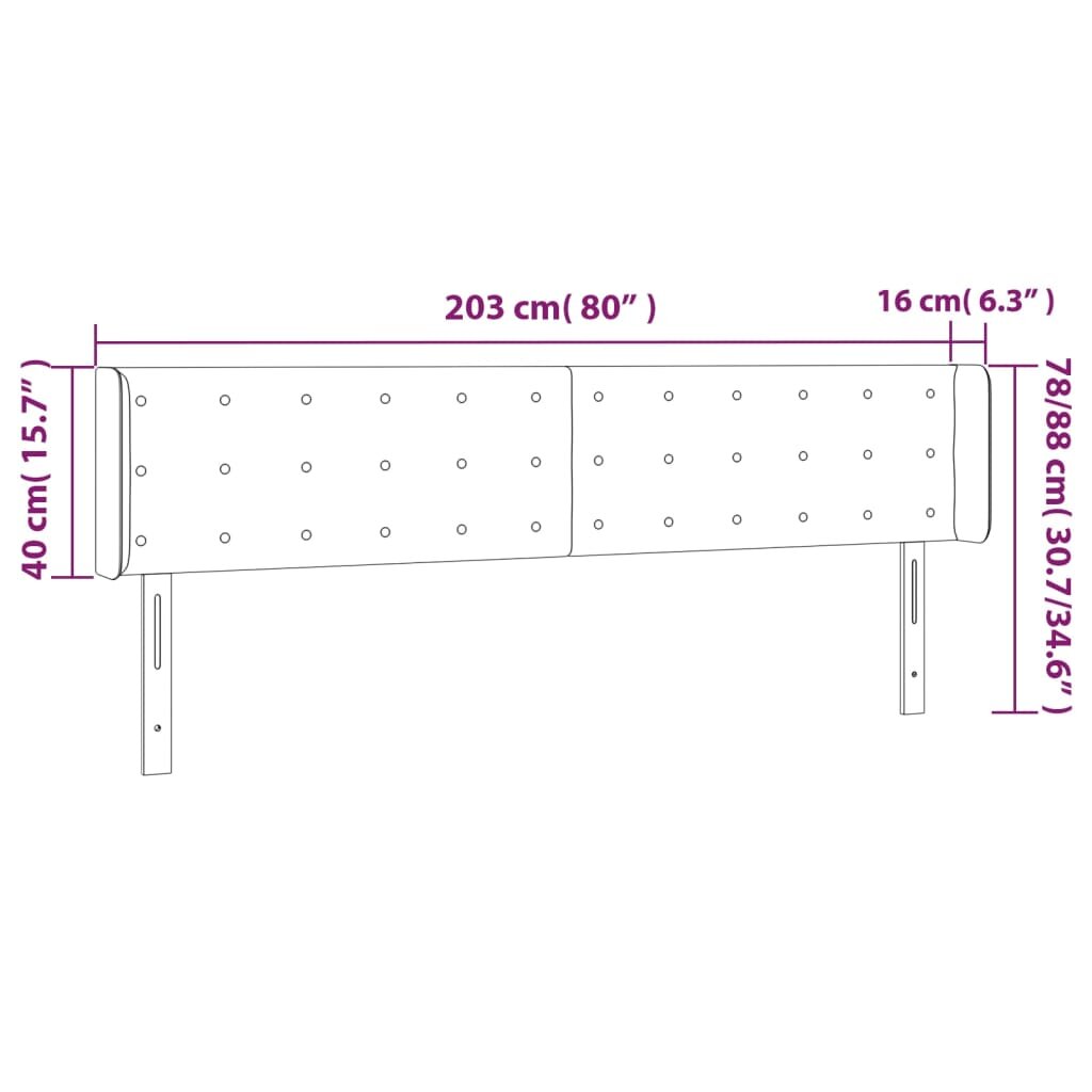 vidaXL Galvūgalis su auselėmis,rožinės spalvos,203x16x78/88cm, aksomas kaina ir informacija | Lovos | pigu.lt