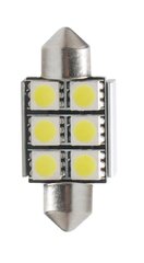 LED L306W - C5W 36мм 6xSMD5050 Радиатор Canbus Белый M-Tech Светодиодные лампы цена и информация | Автомобильные лампочки | pigu.lt