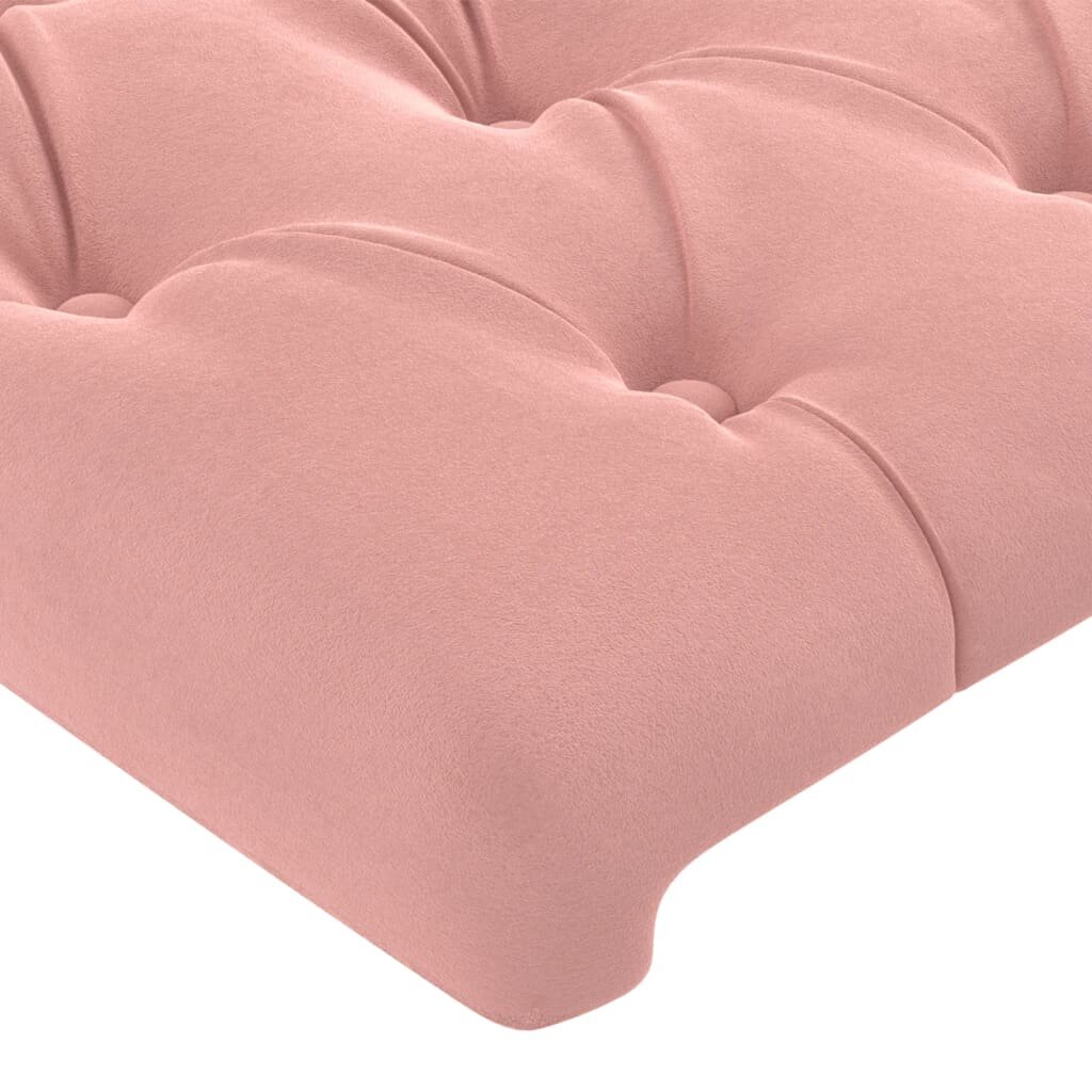 vidaXL Lovos rėmas su galvūgaliu, rožinės spalvos, 140x200 cm, aksomas kaina ir informacija | Lovos | pigu.lt