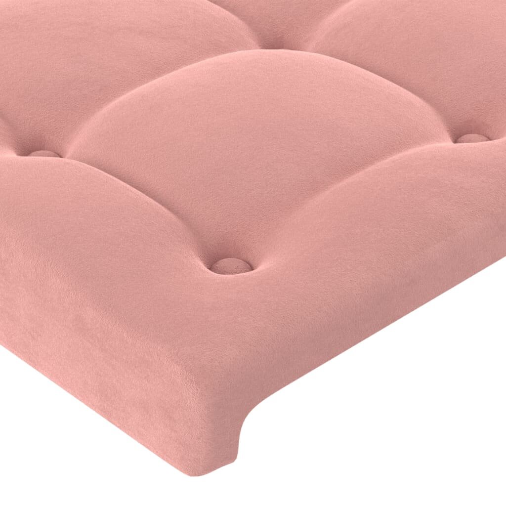 vidaXL Lovos rėmas su galvūgaliu, rožinės spalvos, 200x200 cm, aksomas kaina ir informacija | Lovos | pigu.lt
