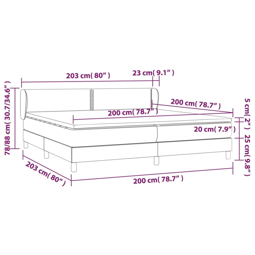 vidaXL Lova su spyruoklėmis ir čiužiniu, žalia, 200x200 cm, audinys kaina ir informacija | Lovos | pigu.lt