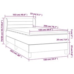 vidaXL Lova su spyruoklėmis ir čiužiniu, ruda, 100x200cm, audinys цена и информация | Кровати | pigu.lt