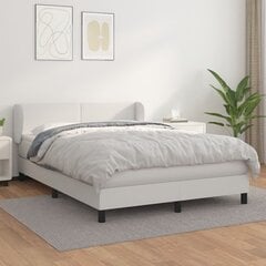 Кровать с пружинами и матрасом vidaXL, белая, 140х190 см., искусственная кожа цена и информация | Кровати | pigu.lt