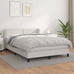 Кровать с пружинами и матрасом vidaXL, белая, 140х190 см., искусственная кожа цена и информация | Кровати | pigu.lt