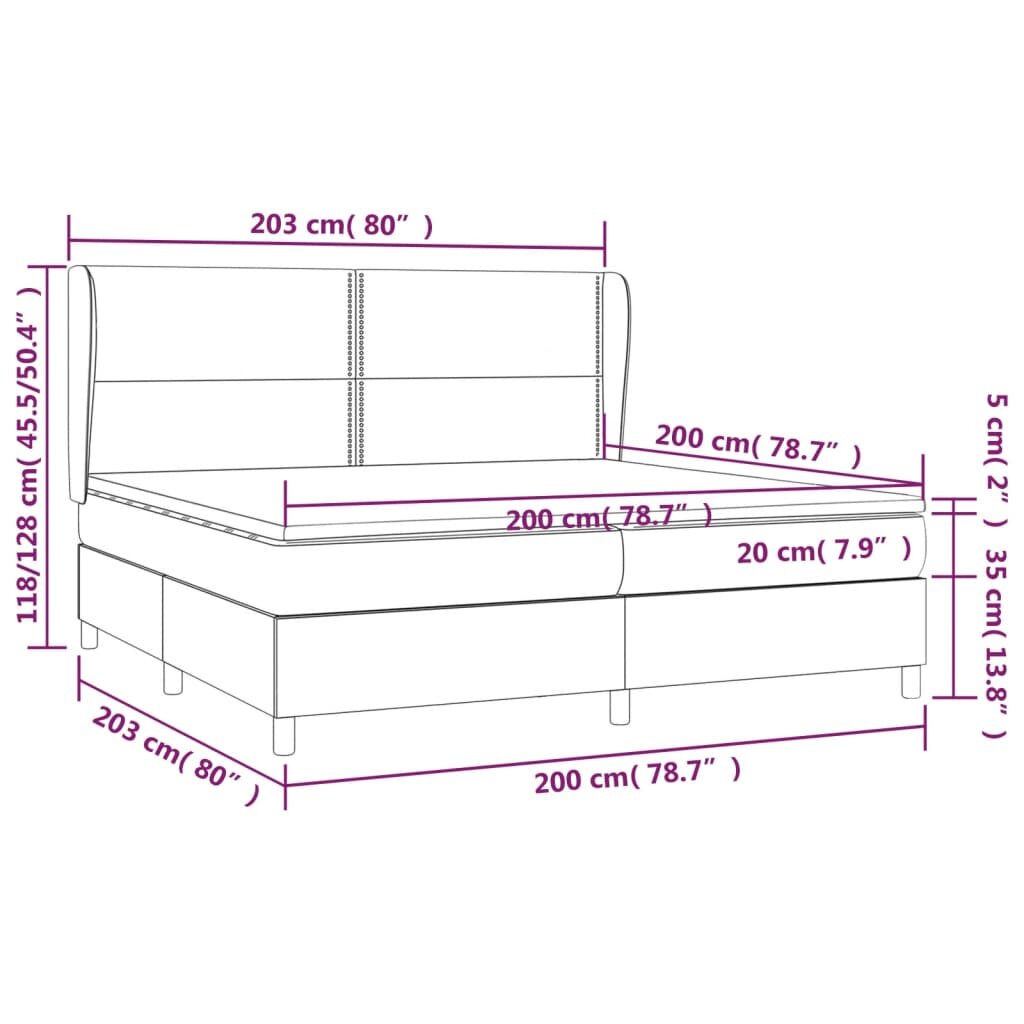 vidaXL Lova su spyruoklėmis ir čiužiniu, tamsiai pilka, 200x200 cm kaina ir informacija | Lovos | pigu.lt