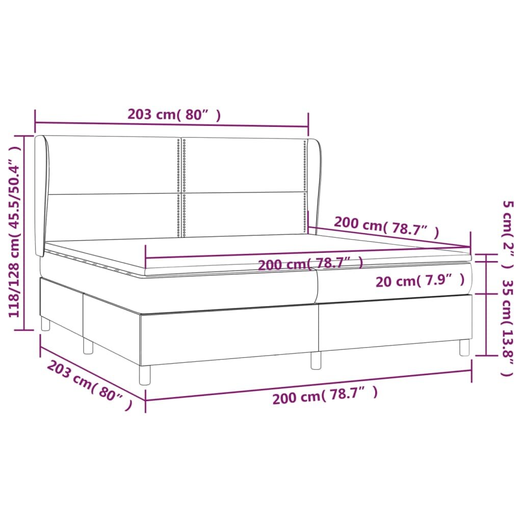 vidaXL Lova su spyruoklėmis ir čiužiniu, mėlyna, 200x200 cm, audinys kaina ir informacija | Lovos | pigu.lt