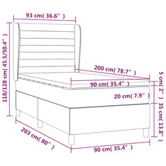 vidaXL Lova su spyruoklėmis ir čiužiniu, mėlyna, 90x200 cm, audinys kaina ir informacija | Lovos | pigu.lt