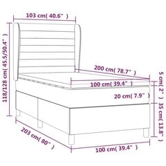 vidaXL Lova su spyruoklėmis ir čiužiniu, kreminė, 100x200cm, audinys цена и информация | Кровати | pigu.lt