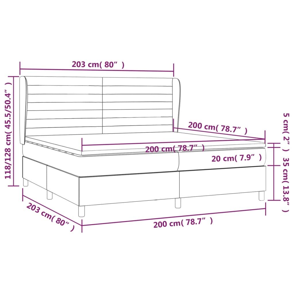 vidaXL Lova su spyruoklėmis ir čiužiniu, juoda, 200x200 cm, audinys kaina ir informacija | Lovos | pigu.lt