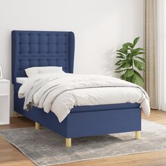 vidaXL Кровать с пружинами и матрасом, синяя, 90х200 см, ткань цена и информация | Кровати | pigu.lt