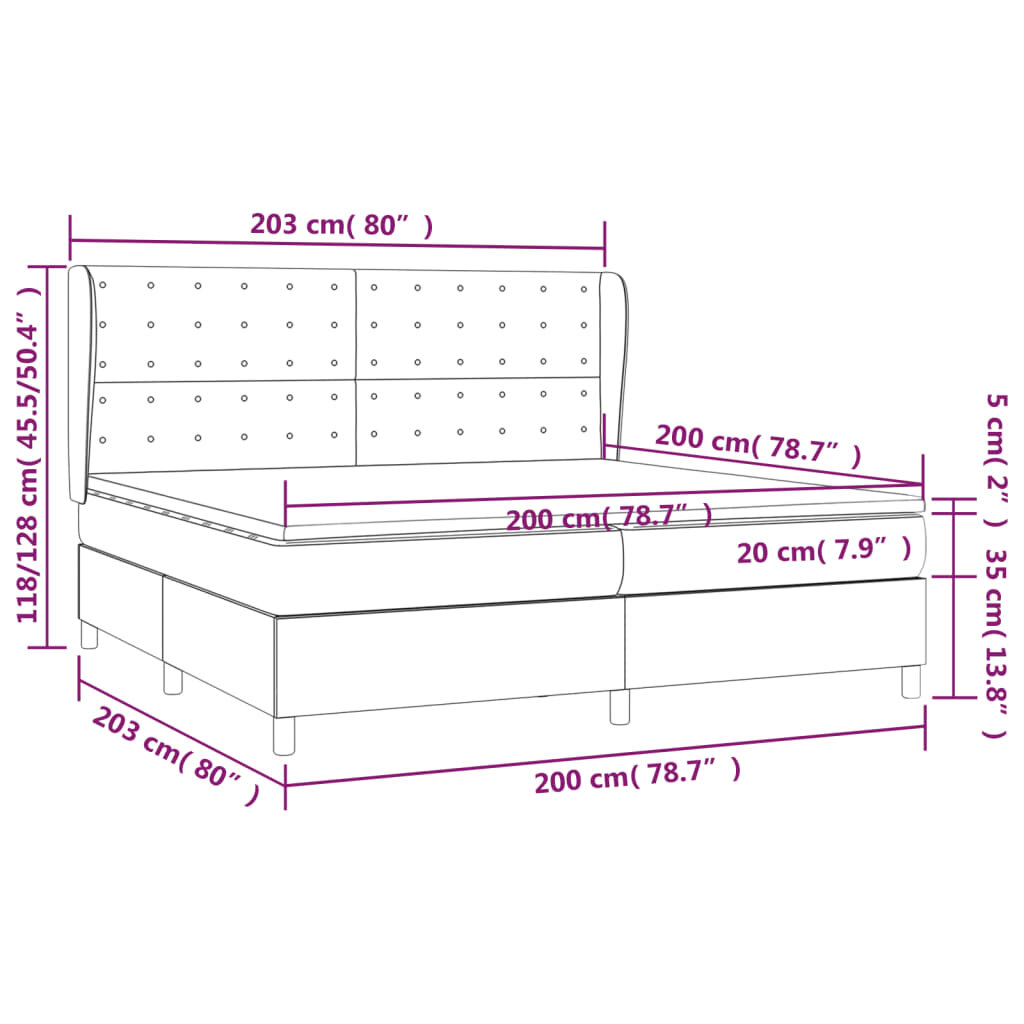 vidaXL Lova su spyruoklėmis ir čiužiniu, juoda, 200x200 cm, audinys kaina ir informacija | Lovos | pigu.lt