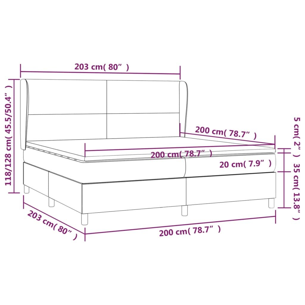 vidaXL Lova su spyruoklėmis ir čiužiniu, rožinė, 200x200 cm, aksomas kaina ir informacija | Lovos | pigu.lt