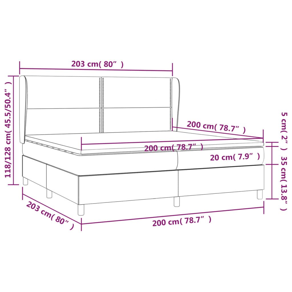 vidaXL Lova su spyruoklėmis ir čiužiniu, juoda, 200x200 cm, aksomas kaina ir informacija | Lovos | pigu.lt